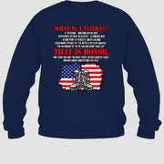 What Is a Veteran Shirt – That Is Honor, Gift for Veteran Dad, Grandpa & Retired Military, T-Shirt, Long Sleeve, Sweatshirt & Hoodie - Sweatshirt - Navy - Back