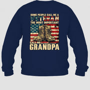 Veteran Grandpa Shirt – Some People Call Me A Veteran, Gift for Grandpa, T-Shirt, Long Sleeve, Sweatshirt & Hoodie - Sweatshirt - Navy - Back