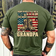 Veteran Grandpa Shirt – Some People Call Me A Veteran, Gift for Grandpa, T-Shirt, Long Sleeve, Sweatshirt & Hoodie - T-Shirt - Military Green - Back