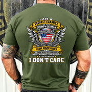 Grumpy Old Man Shirt – I Don’t Care, Funny Gift for Veteran Dad & Grandpa, T-Shirt, Long Sleeve, Sweatshirt & Hoodie - T-Shirt - Military Green - Back