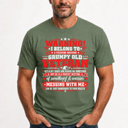 I Belong to a Freaking Awesome Grumpy Old Veteran Shirt – Gift for Veteran Wife, Military Spouse, T-Shirt, Long Sleeve, Sweatshirt & Hoodie - T-Shirt - Military Green - Front
