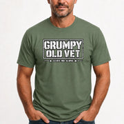 Grumpy Old Vet Leave Me Alone Shirt – Funny Gift for Veteran Dad, Grandpa & Retired Military, T-Shirt, Long Sleeve, Sweatshirt & Hoodie - T-Shirt - Military Green - Front