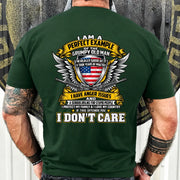 Grumpy Old Man Shirt – I Don’t Care, Funny Gift for Veteran Dad & Grandpa, T-Shirt, Long Sleeve, Sweatshirt & Hoodie - T-Shirt - Forest Green - Back