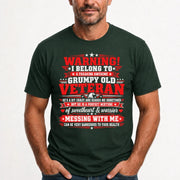 I Belong to a Freaking Awesome Grumpy Old Veteran Shirt – Gift for Veteran Wife, Military Spouse, T-Shirt, Long Sleeve, Sweatshirt & Hoodie - T-Shirt - Forest Green - Front