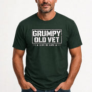 Grumpy Old Vet Leave Me Alone Shirt – Funny Gift for Veteran Dad, Grandpa & Retired Military, T-Shirt, Long Sleeve, Sweatshirt & Hoodie - T-Shirt - Forest Green - Front