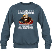 Veteran’s Daughter Shirt – I Was Raised by My Hero, Personalized Gift for Military Daughter, T-Shirt, Long Sleeve, Sweatshirt & Hoodie - Sweatshirt - Dark Heather - Front