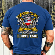 Grumpy Old Man Shirt – I Don’t Care, Funny Gift for Veteran Dad & Grandpa, T-Shirt, Long Sleeve, Sweatshirt & Hoodie - T-Shirt - Royal - Back