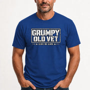Grumpy Old Vet Leave Me Alone Shirt – Funny Gift for Veteran Dad, Grandpa & Retired Military, T-Shirt, Long Sleeve, Sweatshirt & Hoodie - T-Shirt - Royal - Front