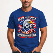 Home of the Free Because of the Brave Veteran Shirt – Gift for Military Dad, Grandpa & U.S. Veteran, T-Shirt, Long Sleeve, Sweatshirt & Hoodie - T-Shirt - Royal - Front