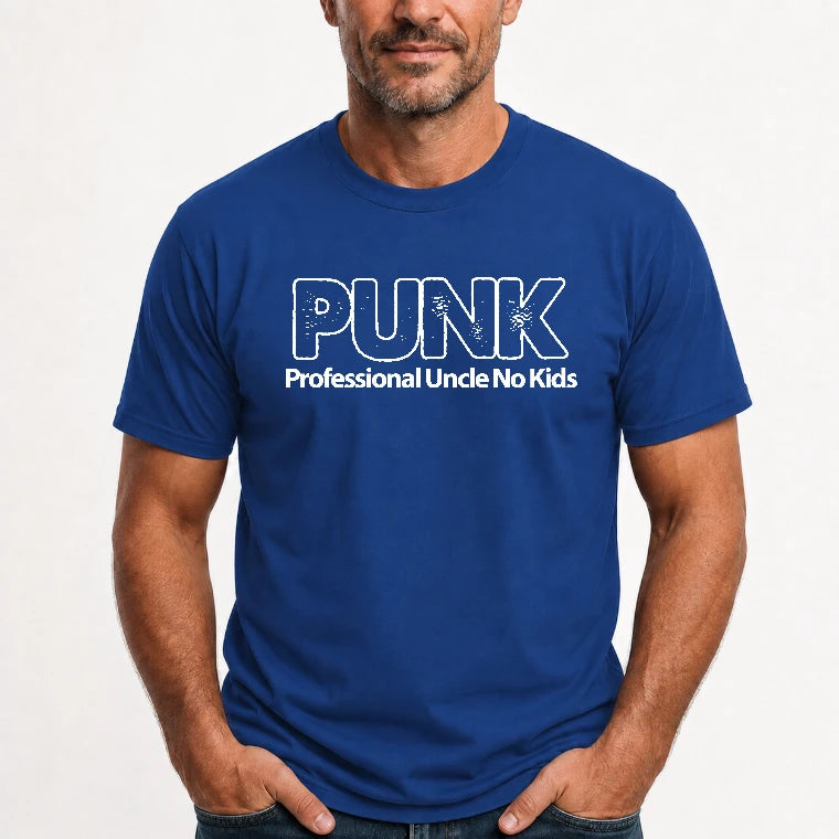 PUNK – Professional Uncle No Kids Funny Uncle Shirt - T-Shirt, Long Sleeve, Sweatshirt & Hoodie - T-Shirt - Royal - Front