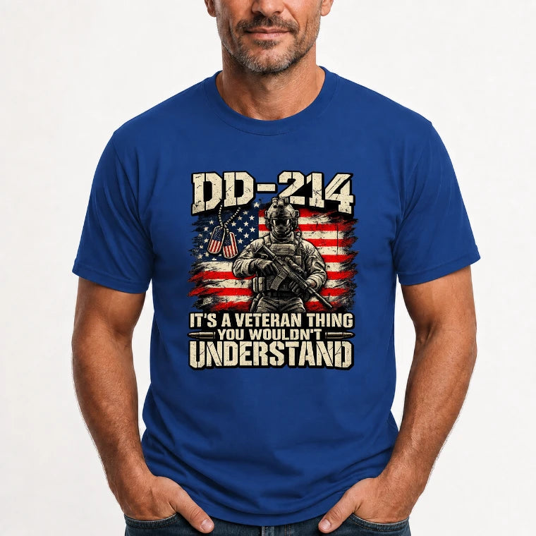 DD-214 Veteran Shirt – It’s a Veteran Thing You Wouldn’t Understand, Gift for U.S. Veteran, Military Dad & Grandpa, T-Shirt, Long Sleeve, Sweatshirt & Hoodie - T-Shirt - Royal - Front