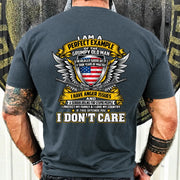 Grumpy Old Man Shirt – I Don’t Care, Funny Gift for Veteran Dad & Grandpa, T-Shirt, Long Sleeve, Sweatshirt & Hoodie - T-Shirt - Dark Heather - Back