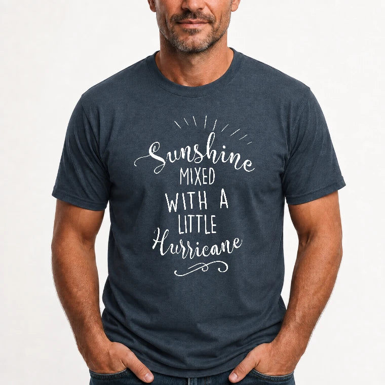 Sunshine Mixed With a Little Hurricane – Funny Sassy Women’s Shirt - T-Shirt, Long Sleeve, Sweatshirt & Hoodie - T-Shirt - Dark Heather - Front