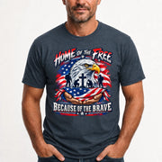 Home of the Free Because of the Brave Veteran Shirt – Gift for Military Dad, Grandpa & U.S. Veteran, T-Shirt, Long Sleeve, Sweatshirt & Hoodie - T-Shirt - Dark Heather - Front