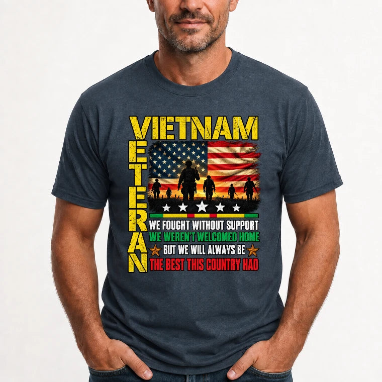 Vietnam Veteran Shirt – We Fought Without Support, Gift for Veteran Dad, Grandpa & Retired Military, T-Shirt, Long Sleeve, Sweatshirt & Hoodie - T-Shirt - Dark Heather - Front
