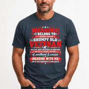 I Belong to a Freaking Awesome Grumpy Old Veteran Shirt – Gift for Veteran Wife, Military Spouse, T-Shirt, Long Sleeve, Sweatshirt & Hoodie - T-Shirt - Dark Heather - Front