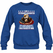 Veteran’s Daughter Shirt – I Was Raised by My Hero, Personalized Gift for Military Daughter, T-Shirt, Long Sleeve, Sweatshirt & Hoodie - Sweatshirt - Royal - Front