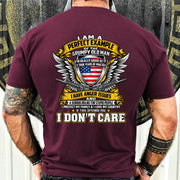 Grumpy Old Man Shirt – I Don’t Care, Funny Gift for Veteran Dad & Grandpa, T-Shirt, Long Sleeve, Sweatshirt & Hoodie - T-Shirt - Maroon - Back