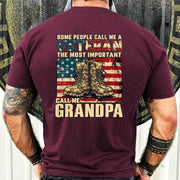 Veteran Grandpa Shirt – Some People Call Me A Veteran, Gift for Grandpa, T-Shirt, Long Sleeve, Sweatshirt & Hoodie - T-Shirt - Maroon - Back
