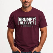 Grumpy Old Vet Leave Me Alone Shirt – Funny Gift for Veteran Dad, Grandpa & Retired Military, T-Shirt, Long Sleeve, Sweatshirt & Hoodie - T-Shirt - Maroon - Front