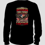 I Am A Grumpy Veteran Shirt –  Gift for  Veterans, Military Dad, Grandpa & Husband – Unisex T-Shirt, Long Sleeve, Sweatshirt & Hoodie - Long Sleeve - Black - Back