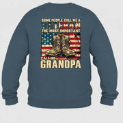 Veteran Grandpa Shirt – Some People Call Me A Veteran, Gift for Grandpa, T-Shirt, Long Sleeve, Sweatshirt & Hoodie - Sweatshirt - Dark Heather - Back