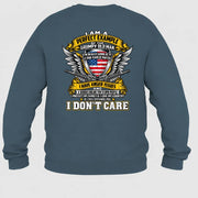Grumpy Old Man Shirt – I Don’t Care, Funny Gift for Veteran Dad & Grandpa, T-Shirt, Long Sleeve, Sweatshirt & Hoodie - Sweatshirt - Dark Heather - Back