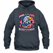 Home of the Free Because of the Brave Veteran Shirt – Gift for Military Dad, Grandpa & U.S. Veteran, T-Shirt, Long Sleeve, Sweatshirt & Hoodie - Hoodie - Dark Heather - Front