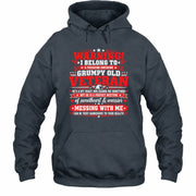 I Belong to a Freaking Awesome Grumpy Old Veteran Shirt – Gift for Veteran Wife, Military Spouse, T-Shirt, Long Sleeve, Sweatshirt & Hoodie - Hoodie - Dark Heather - Front