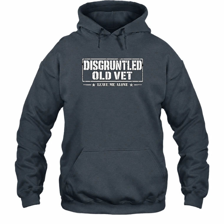 Disgruntled Old Vet Shirt – Leave Me Alone, Funny Gift for Veteran Dad, Grandpa & Retired Military, T-Shirt, Long Sleeve, Sweatshirt & Hoodie - Hoodie - Dark Heather - Front