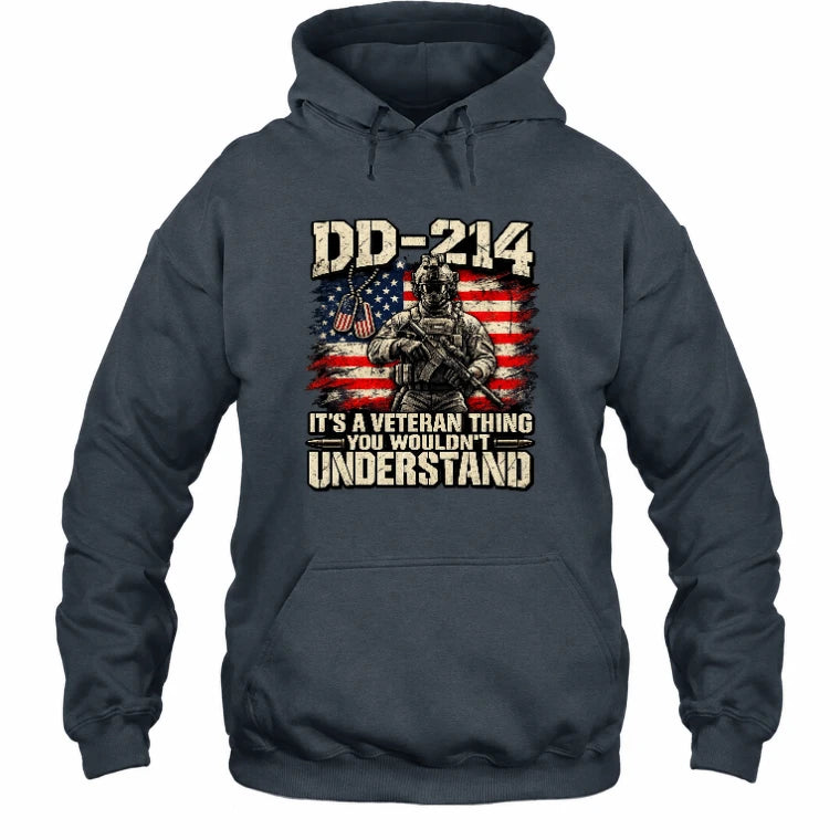 DD-214 Veteran Shirt – It’s a Veteran Thing You Wouldn’t Understand, Gift for U.S. Veteran, Military Dad & Grandpa, T-Shirt, Long Sleeve, Sweatshirt & Hoodie - Hoodie - Dark Heather - Front
