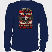 I Am A Grumpy Veteran Shirt –  Gift for  Veterans, Military Dad, Grandpa & Husband – Unisex T-Shirt, Long Sleeve, Sweatshirt & Hoodie - Long Sleeve - Navy - Back