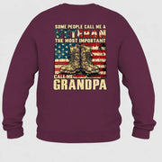 Veteran Grandpa Shirt – Some People Call Me A Veteran, Gift for Grandpa, T-Shirt, Long Sleeve, Sweatshirt & Hoodie - Sweatshirt - Maroon - Back