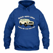 Drink Apple Juice ’Cause OJ Will Kill You – Funny Retro Bronco Shirt - Gift For Men, Husband, Friends - T-Shirt, Long Sleeve, Sweatshirt & Hoodie - Hoodie - Royal - Front