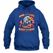 Home of the Free Because of the Brave Veteran Shirt – Gift for Military Dad, Grandpa & U.S. Veteran, T-Shirt, Long Sleeve, Sweatshirt & Hoodie - Hoodie - Royal - Front