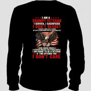 I Am A Grumpy Veteran Shirt – I Served I Sacrificed I Don’t Regret Patriotic Eagle American Flag Veteran T-Shirt, Long Sleeve, Sweatshirt & Hoodie - Long Sleeve - Black - Back