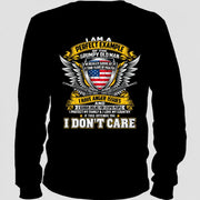 Grumpy Old Man Shirt – I Don’t Care, Funny Gift for Veteran Dad & Grandpa, T-Shirt, Long Sleeve, Sweatshirt & Hoodie - Long Sleeve - Black - Back