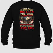 I Am A Grumpy Veteran Shirt –  Gift for  Veterans, Military Dad, Grandpa & Husband – Unisex T-Shirt, Long Sleeve, Sweatshirt & Hoodie - Sweatshirt - Black - Back