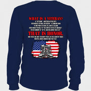 What Is a Veteran Shirt – That Is Honor, Gift for Veteran Dad, Grandpa & Retired Military, T-Shirt, Long Sleeve, Sweatshirt & Hoodie - Long Sleeve - Navy - Back