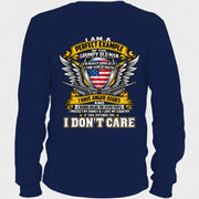 Grumpy Old Man Shirt – I Don’t Care, Funny Gift for Veteran Dad & Grandpa, T-Shirt, Long Sleeve, Sweatshirt & Hoodie - Long Sleeve - Navy - Back