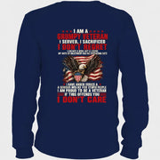 I Am A Grumpy Veteran Shirt – I Served I Sacrificed I Don’t Regret Patriotic Eagle American Flag Veteran T-Shirt, Long Sleeve, Sweatshirt & Hoodie - Long Sleeve - Navy - Back