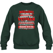 I Belong to a Freaking Awesome Grumpy Old Veteran Shirt – Gift for Veteran Wife, Military Spouse, T-Shirt, Long Sleeve, Sweatshirt & Hoodie - Sweatshirt - Forest Green - Front