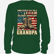 Veteran Grandpa Shirt – Some People Call Me A Veteran, Gift for Grandpa, T-Shirt, Long Sleeve, Sweatshirt & Hoodie - Long Sleeve - Forest Green - Back