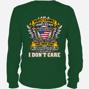 Grumpy Old Man Shirt – I Don’t Care, Funny Gift for Veteran Dad & Grandpa, T-Shirt, Long Sleeve, Sweatshirt & Hoodie - Long Sleeve - Forest Green - Back