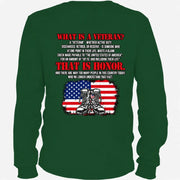 What Is a Veteran Shirt – That Is Honor, Gift for Veteran Dad, Grandpa & Retired Military, T-Shirt, Long Sleeve, Sweatshirt & Hoodie - Long Sleeve - Forest Green - Back