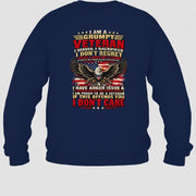 I Am A Grumpy Veteran Shirt –  Gift for  Veterans, Military Dad, Grandpa & Husband – Unisex T-Shirt, Long Sleeve, Sweatshirt & Hoodie - Sweatshirt - Navy - Back