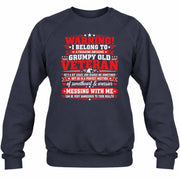 I Belong to a Freaking Awesome Grumpy Old Veteran Shirt – Gift for Veteran Wife, Military Spouse, T-Shirt, Long Sleeve, Sweatshirt & Hoodie - Sweatshirt - Navy - Front
