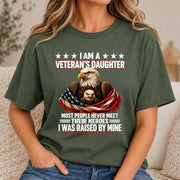 Veteran’s Daughter Shirt – I Was Raised by My Hero, Personalized Gift for Military Daughter, T-Shirt, Long Sleeve, Sweatshirt & Hoodie - T-Shirt - Military Green - Front