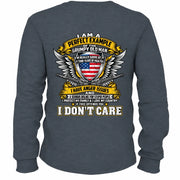 Grumpy Old Man Shirt – I Don’t Care, Funny Gift for Veteran Dad & Grandpa, T-Shirt, Long Sleeve, Sweatshirt & Hoodie - Long Sleeve - Dark Heather - Back
