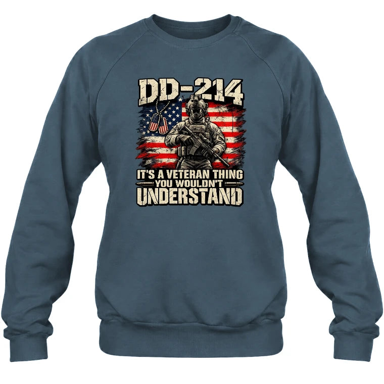DD-214 Veteran Shirt – It’s a Veteran Thing You Wouldn’t Understand, Gift for U.S. Veteran, Military Dad & Grandpa, T-Shirt, Long Sleeve, Sweatshirt & Hoodie - Sweatshirt - Dark Heather - Front